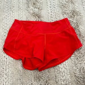 Lululemon speed up low rise red shorts